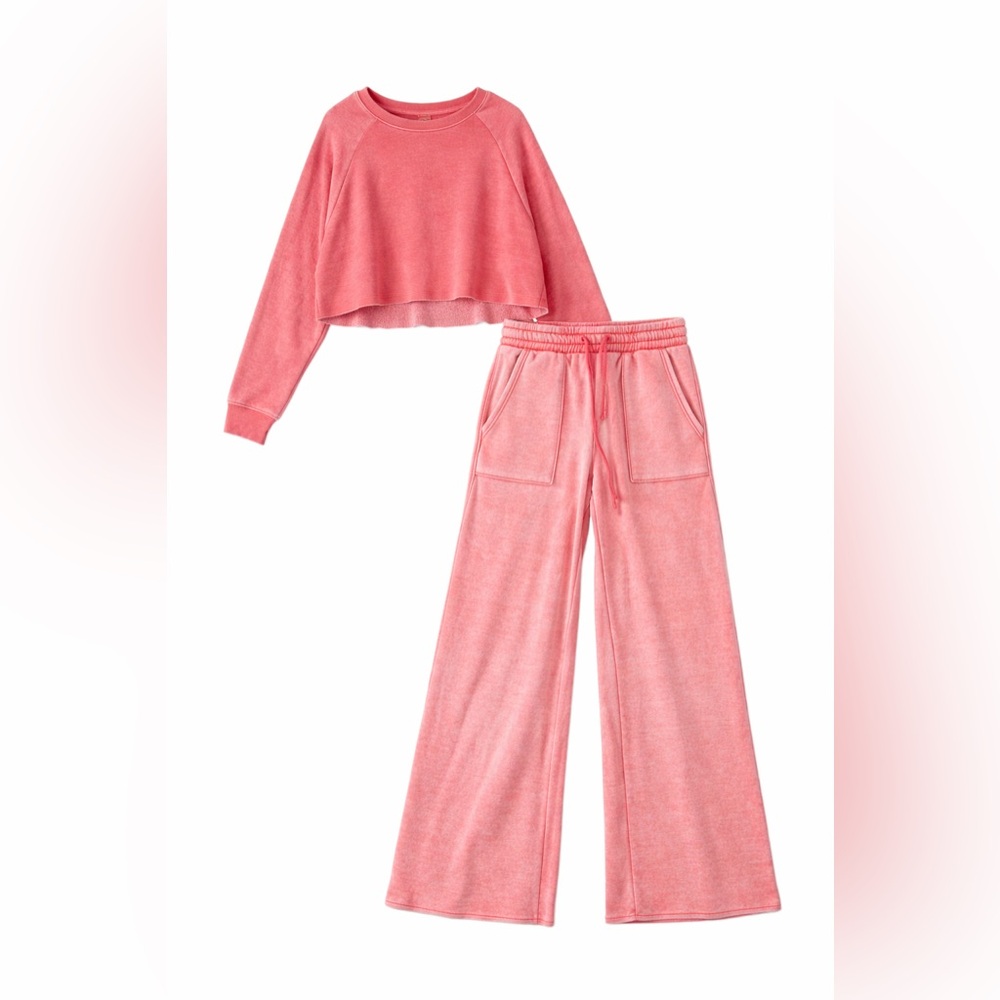 Aerie Pink Wide Leg Pants & Top Set